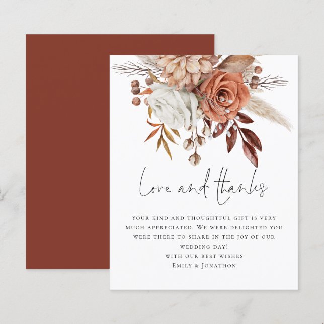 Budget Terracotta Florals Love Thanks Wedding (Front/Back)