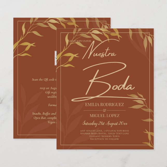 Budget Terracotta GOLD Nuestra Boda Spanish Weddin (Front/Back)