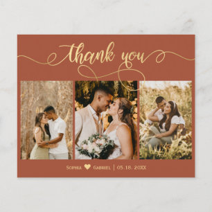 Budget Terracotta Gold Script Photo Wedding