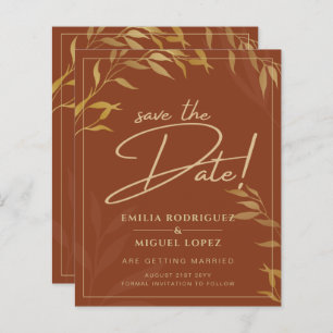 Budget Terracotta GOLD Wedding Save The Dates