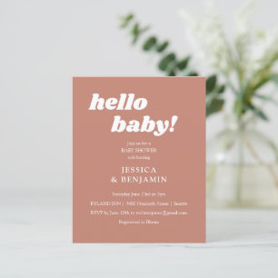 Budget Terracotta Hello Cute Baby Shower Invite