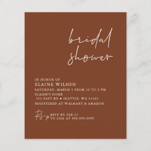 Budget Terracotta Modern Bridal Shower Invitation