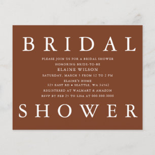 Budget Terracotta Modern Bridal Shower Invitation