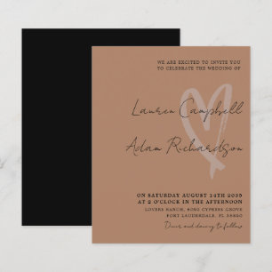 Budget Terracotta Modern Heart Wedding Invitation