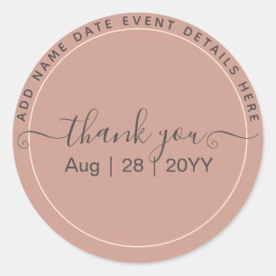 BUDGET Terracotta Monochrome Wedding  Classic Round Sticker