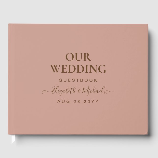 BUDGET Terracotta Monochrome Wedding  Guest Book (Front)