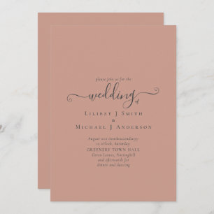 BUDGET Terracotta Monochrome Wedding Invitation