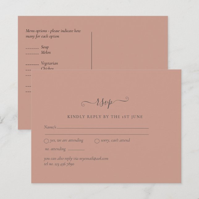 BUDGET Terracotta Monochrome Wedding  Postcard (Front/Back)