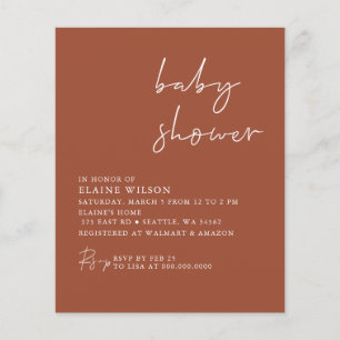 Budget Terracotta Neutral Baby Shower Invitation