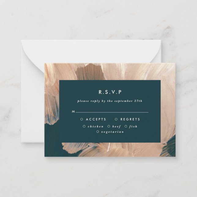 budget Terracotta painterly wedding R.S.V.P reply Card (Front)