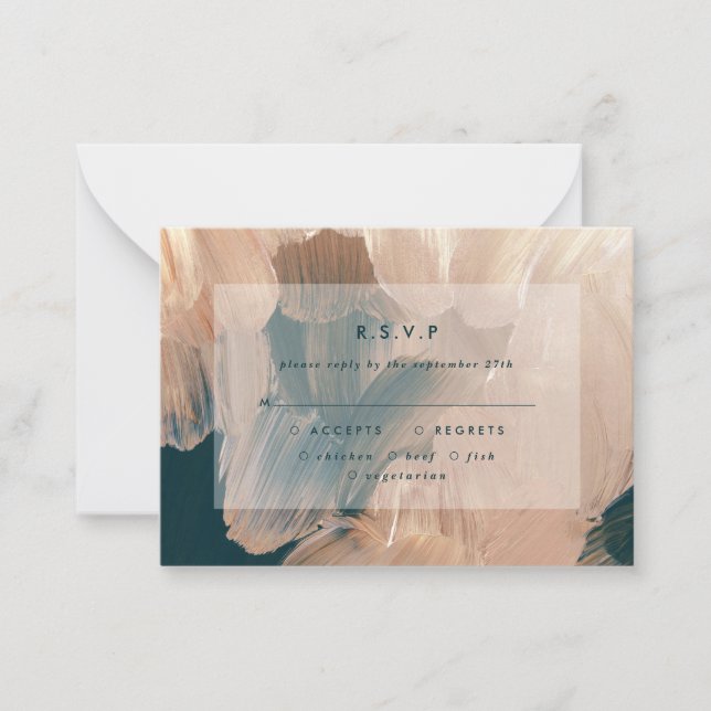 budget Terracotta painterly wedding R.S.V.P reply Card (Front)