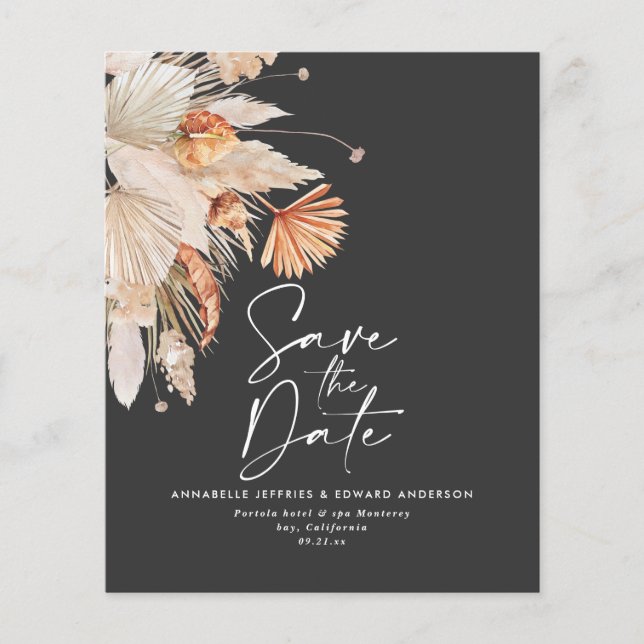 budget terracotta pampas grass save the date (Front)