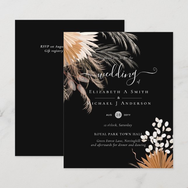 BUDGET  Terracotta Pampas Grass Tropical Wedding (Front/Back)
