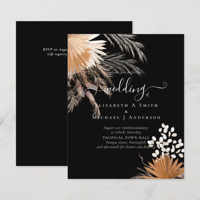 BUDGET  Terracotta Pampas Grass Tropical Wedding (Front/Back)