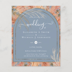 BUDGET Terracotta Pampas Grass Tropical Wedding Flyer