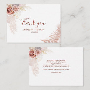 Budget Terracotta Pampas Grass Wedding Thank You Card