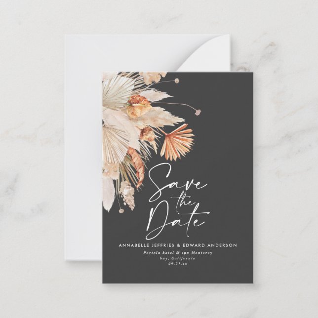 budget terracotta pampas wedding save the date not card (Front)