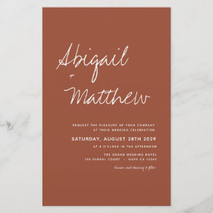 Budget Terracotta QR Code RSVP Wedding Invitation Flyer