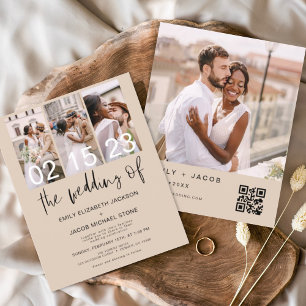 Budget Terracotta QR Code Wedding Invitation