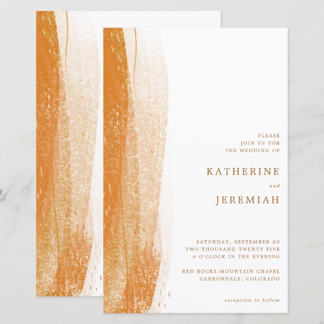 BUDGET Terracotta Rust Gold Foil Boho Wedding (Front/Back)