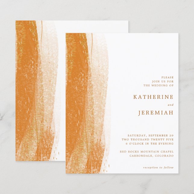 BUDGET Terracotta Rust Gold Foil Boho Wedding (Front/Back)