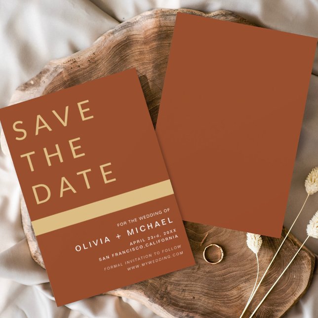  Budget Terracotta Save the Date Elegant Gold Flyer (Creator Uploaded)