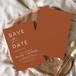 Budget Terracotta Save the Date Minimalist Script<br><div class="desc">Budget Wedding Boho Terracotta Save the Date Cards The Save the Date cards contain a modern hand lettered cursive script typography that are elegant,  simple and modern to use after you minimalist simple wedding day celebration.</div>