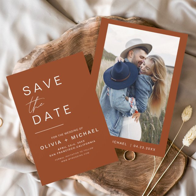 Budget Terracotta Save the Date Photo Minimalist Flyer (Creator Uploaded)