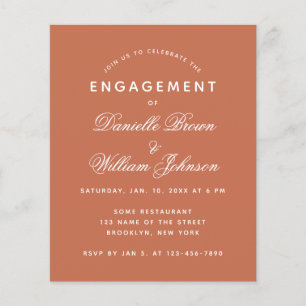 Budget Terracotta Script Engagement Invitation