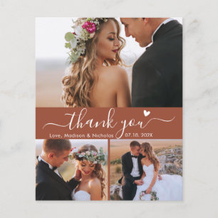 Budget Terracotta Script Photo Wedding Thank You Flyer