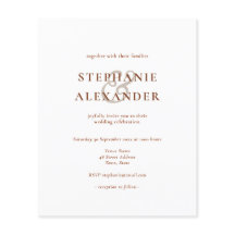 Budget Terracotta Simply Text Wedding Invitation