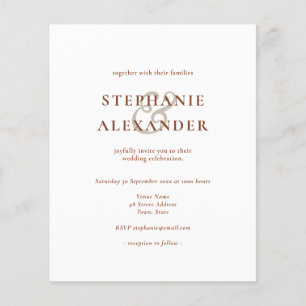 Budget Terracotta Simply Text Wedding Invitation