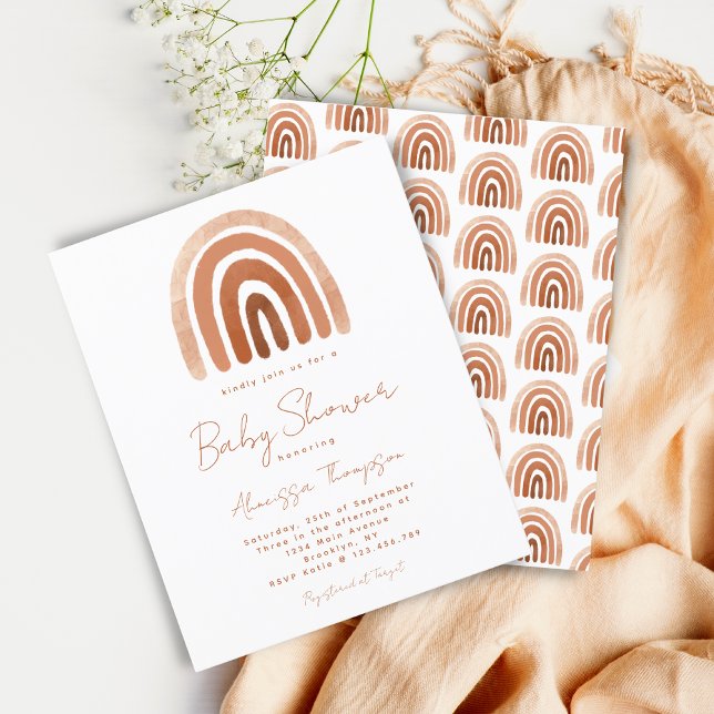 Budget Terracotta Watercolor Rainbow Baby Shower (Creator Uploaded)