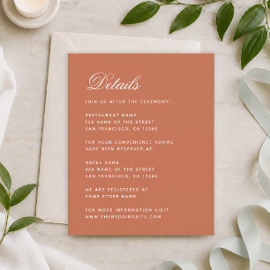 Budget Terracotta Wedding Details Enclosure Card