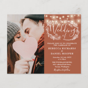 Budget Terracotta Wedding Details Photo Invite