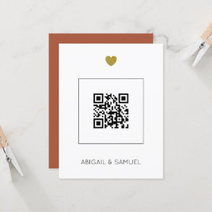 Budget Terracotta Wedding Invitation with QR Code