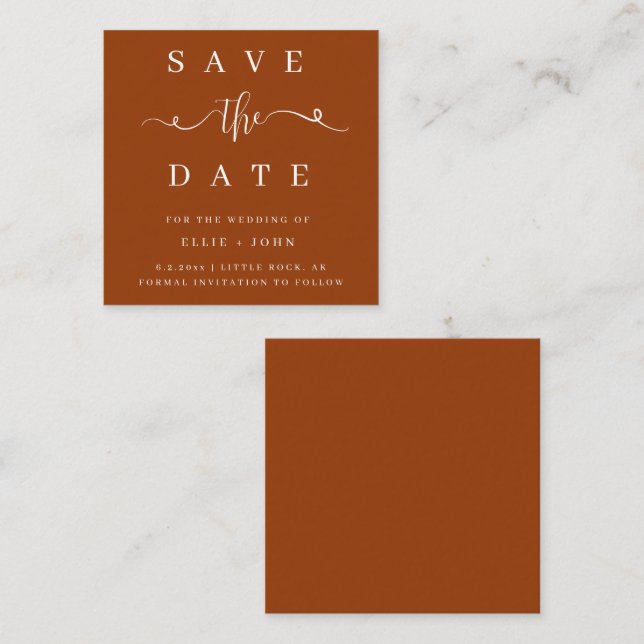 BUDGET Terracotta Wedding Save The Date Invitation (Front/Back)