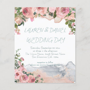 Budget Text QR Code Vintage Blush Pink Wedding