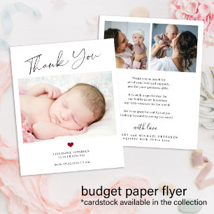 Budget thank you baby photo birth announcement flyer
