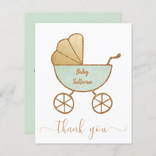 Budget Thank You Baby Shower Mint Green Carriage