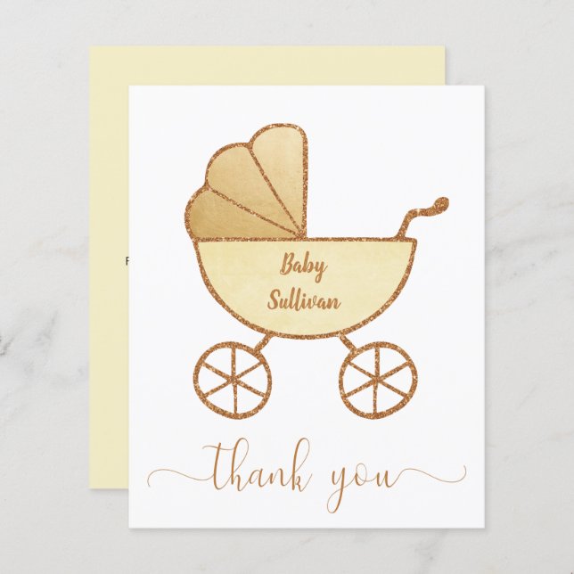 Budget Thank You Baby Shower Yellow Carriage (Front/Back)