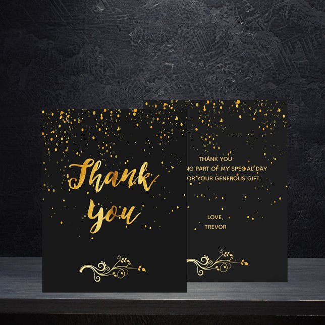 Budget Thank you card birthday black gold (Creator Uploaded)