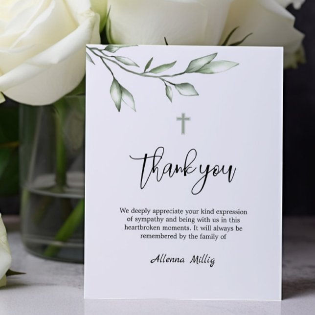 Budget Thank You Funeral Cross Memorial Card (Creator Uploaded)