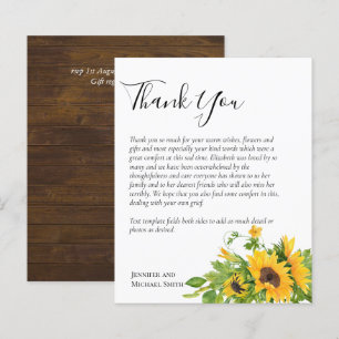 BUDGET Thank You Funeral Memorial Card Templates