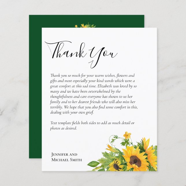BUDGET Thank You Funeral Memorial Card Templates (Front/Back)