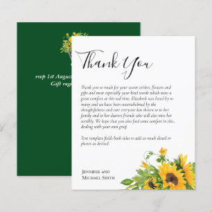 BUDGET Thank You Funeral Memorial Card Templates