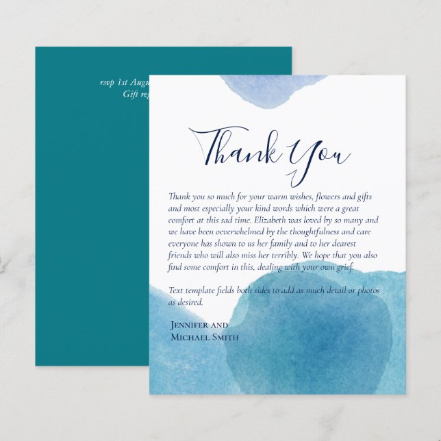 BUDGET Thank You Funeral Memorial Card Templates (Front/Back)