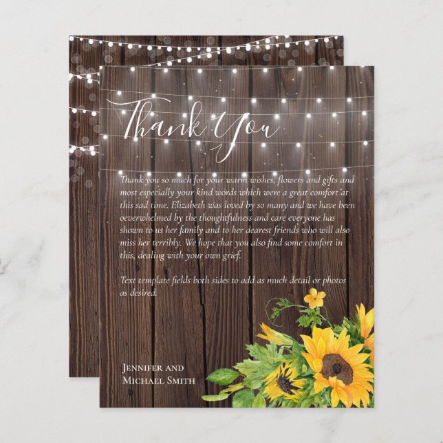 BUDGET Thank You Funeral Memorial Card Templates (Front/Back)