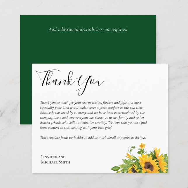 BUDGET Thank You Funeral Memorial Card Templates (Front/Back)