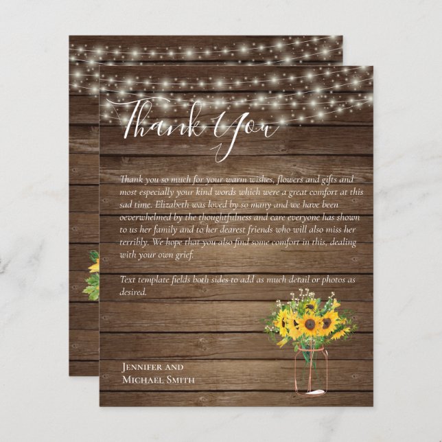 BUDGET Thank You Funeral Memorial Card Templates (Front/Back)